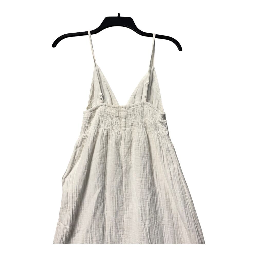 Sim & Sam White Cotton Dress Medium V-Neck Open Back Boho Cottagecore Summer - Picture 10 of 15